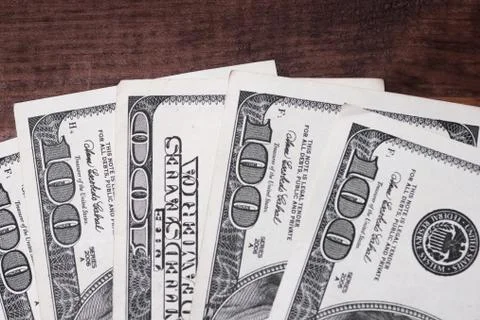 Close up of different dollar bills.. Concept of money and earnings. Money sav Stock Photos