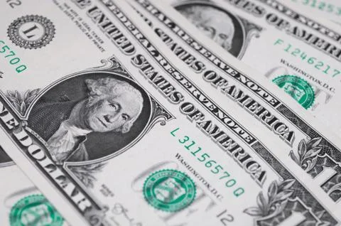 Close up of different dollar bills.. Concept of money and earnings. Money sav Stock Photos