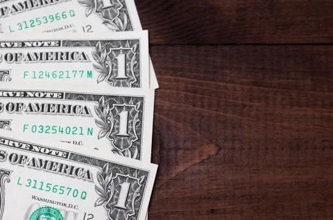 Close up of different dollar bills.. Concept of money and earnings. Money sav Stock Photos