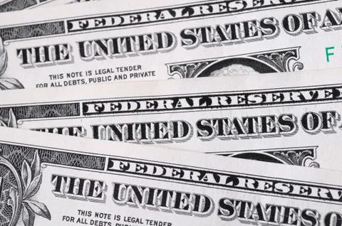 Close up of different dollar bills.. Concept of money and earnings. Money sav Stock Photos