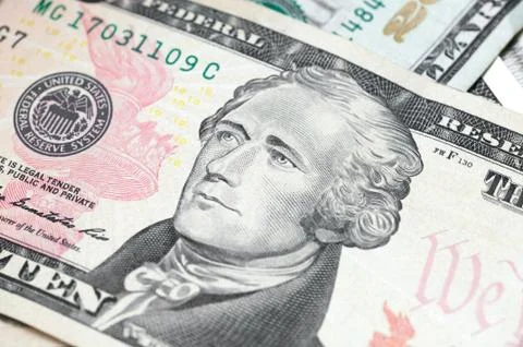 Close up of different dollar bills.. Concept of money and earnings. Money sav Stock Photos
