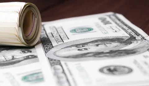 Close up of different dollar bills.. Concept of money and earnings. Money sav Stock Photos