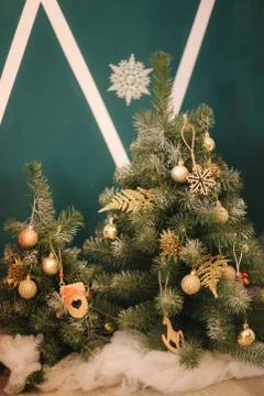 Close up of different elements of decor for Christmas. New Year concept Stock Photos