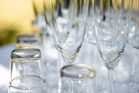 Close up of different glasses Stock Photos