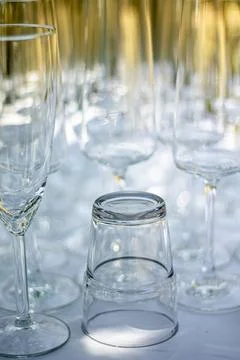 Close up of different glasses Stock Photos