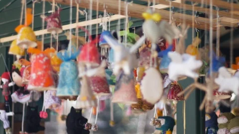 Close up of different little toys dancing on the wing Stock Footage 88296281