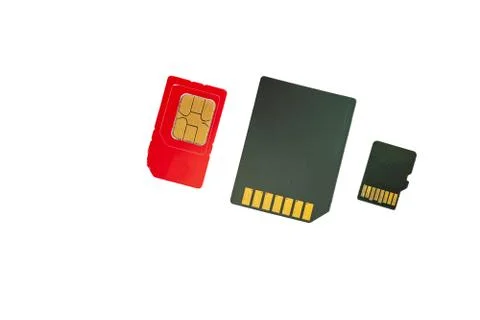 Close-up different memory card SIM card on white background Stock Photos
