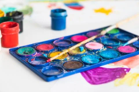 Close up of different painting Stock Photos