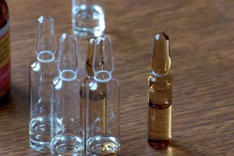 Close up with different vials Foto stock