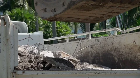 Close Up of Digger Scoop Working at Construction Site Video stock 92003759