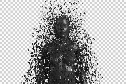 Close-up of digital black pixelated 3d woman Stock Illustration