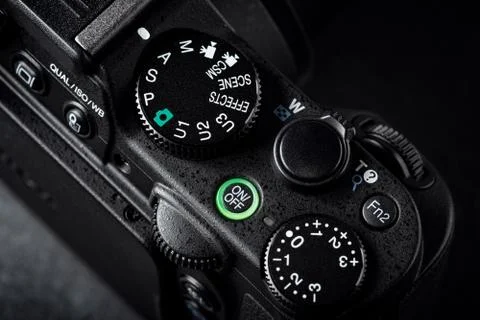 Close up on a digital camera dials and buttons. Stock Photos