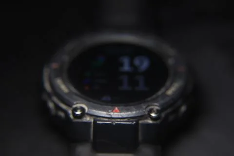 Close up of a digital clock display showing bright LED numbers Foto stock