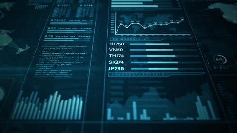 Close up of Digital Data Analysis Interface Display, Digital analytical Stock Footage 273285461