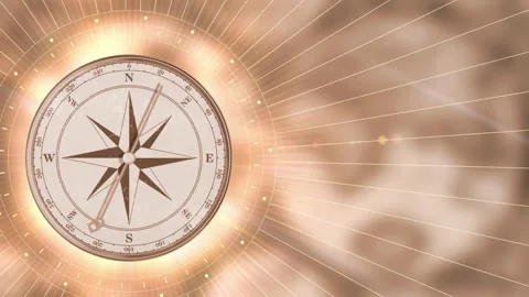Close-up Digital illustration of navigational compass. Adventure, discovery.. Stock Footage 257869999
