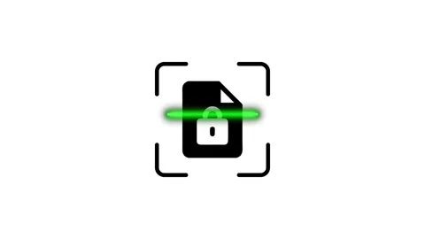 Close-up digital scan of locked document file motion graphic. Stock Footage 346498834