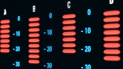 Close-up digital screen with sound mixer, equalizer and sound system. Stock Footage 283639979