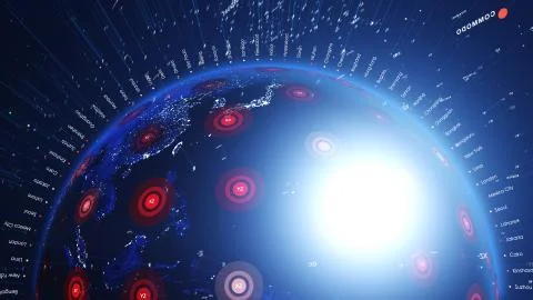 Close up digital shiny world. Network concept. Illustrazione stock