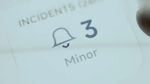 Close digital status card displays three minor incidents during the previous Stock Footage 343359377