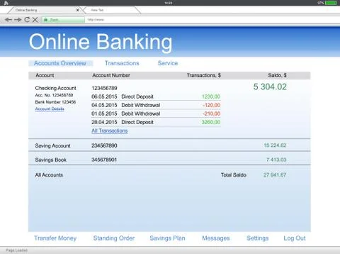 Close-up Of Digital Tablet With Online Banking Stock Illustration