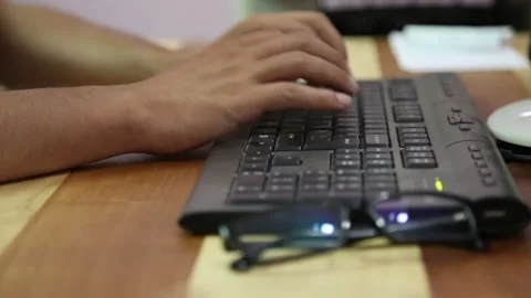 Close Up Digital Work and Keyboard Typing Stock Footage 346181015