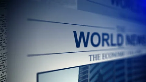 Close-up of digitally generated newspaper title Video stock 137592537