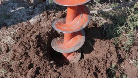 Close Up of Dirt Auger Bit Digging Stock Footage 94874466