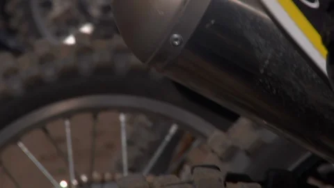 Close up Dirt Bike exaust Stock Footage 109014635