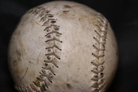 Close up of a dirty baseball Stock Photos