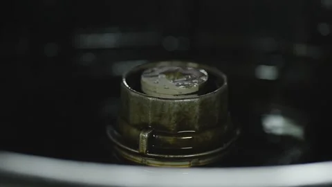 Close-up of a dirty car engine oil filter housing Stock Footage 337571058