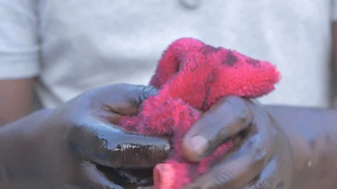 Close-up dirty hands cleaning Stock Footage