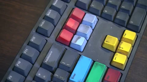 Close up of a dirty mechanical keyboard Stock Footage 161326062