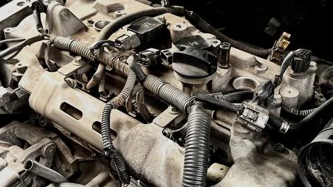 Close-Up of Disasembled Car Engine Block Foto stock