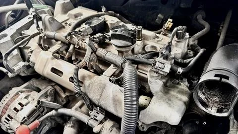 Close-Up of Disasembled Car Engine Block Foto stock