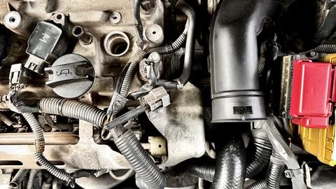 Close-Up of Disasembled Car Engine Block Foto stock