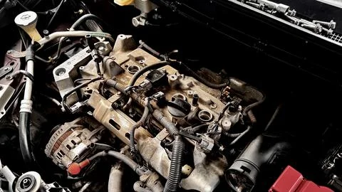 Close-Up of Disasembled Car Engine Block Foto stock
