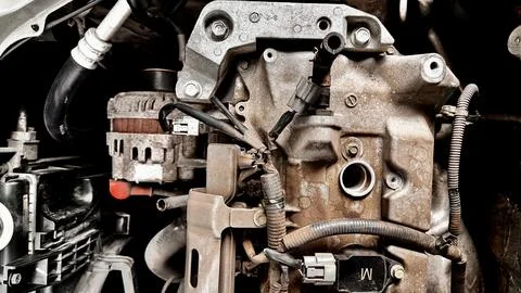 Close-Up of Disasembled Car Engine Block Foto stock