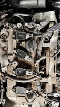 Close-Up of Disasembled Car Engine Block Foto stock