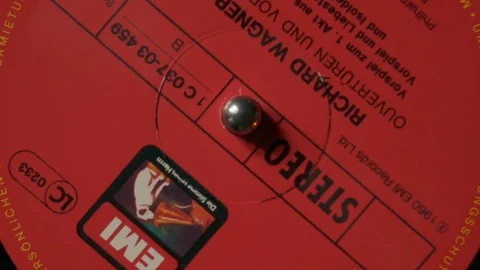 Close up of the disc released by the historical record company EMI Vídeos de archivo 126655635