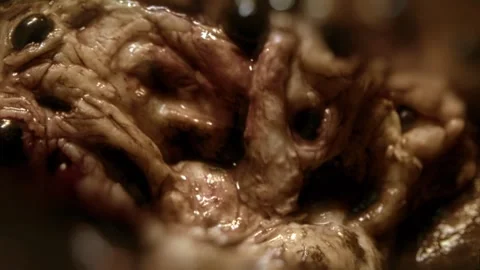 Close-up of disgusting crawling alien creature with many eyes. Sci-fi, science Stock Footage 249626769