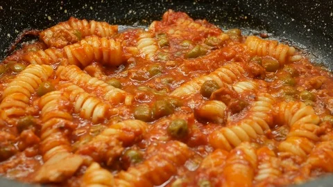 Close-up, dish of pasta cooked Stock Footage 82775536