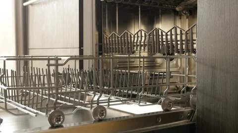 Close-up of dish washing machine basket Stock Footage 78675637