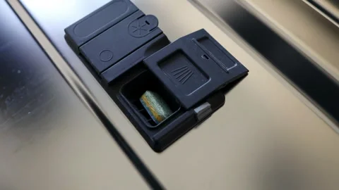 Close up of dishwasher detergent pod tablet inside the machine dispenser. Stock Footage 340143448