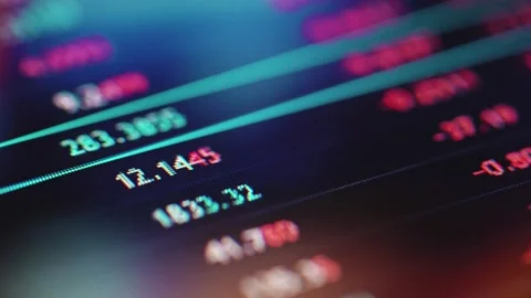 Close up display currency exchange number market computer report report price in Video stock 336586866