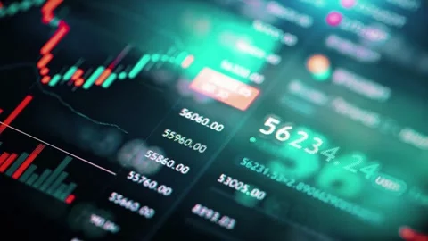 Close up display currency exchange number market computer report report price in Video stock 336586872