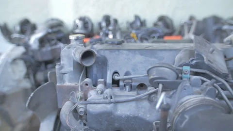 Close display of an engine spare part Stock Footage 97244167
