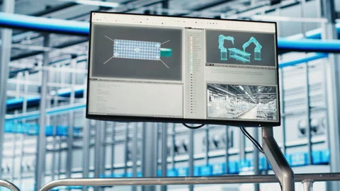 Close up of display in smart factory used to test automated systems Stock Footage 305492718
