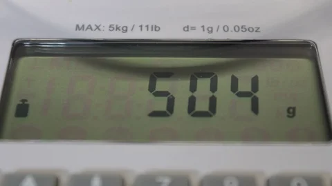 Close up, display weight scale marks 500 grams Stock Footage 121328693