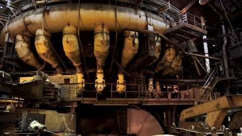 Close up for distribution node at the metallurgical plant, heavy industry Stock Footage 105254371