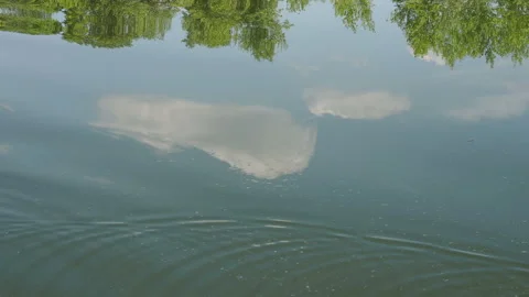 Close-up of the disturbed blue surface of the water. Reflection of the sky and Stock Footage 135638185